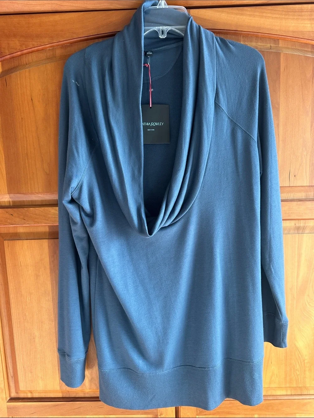 Cynthia Rowley Deep Blue Draped Cowl Neck Sweater, XL, NWT
